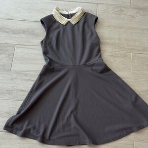 Betsey Johnson Gray Mini Dress with Pearl Collar